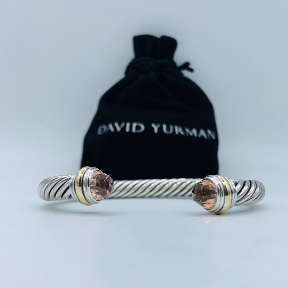 David Yurman Jewelry - David Yurman 7mm Morganite & Gold Bracelet Bangle